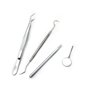 Juego de 3 Herramientas Dentales de Acero Inoxidable, Instrumentos de Cuidado Bucal, Sonda Dental, Pinzas y Espejo para Limpieza y Examen Dental - Product Image 1