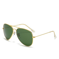 Lunettes de soleil RB Metal Pilot Solid Designer pour toutes les formes de visage, verres polarisés rouges, légères, vision nocturne