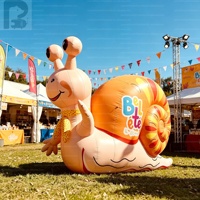 Mascotte gonflable géante de 2,4 m en forme d'escargot de dessin animé, modèle d'insecte gonflable surdimensionné pour événements promotionnels, festivals et divertissements