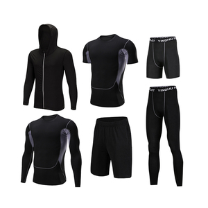 Conjunto de Gimnasio Profesional con precio al por mayor, mono de compresión ajustado para hombre, trajes de 6 piezas, ropa deportiva de compresión con logotipo personalizado - Product Image 4
