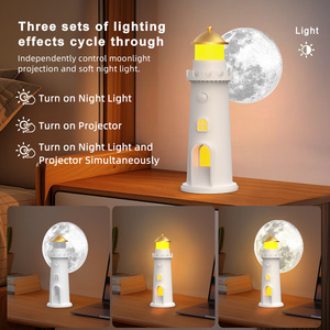 Proyector de Luz de Luna con Forma de Faro, Luz Natural Recargable LED para Decoración de Ambiente - Product Image 2