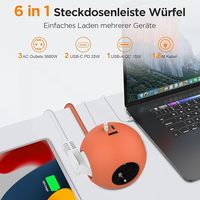 Adaptateur de voyage intelligent pour la maison, prise multiple intelligente multicolores 2026, protection contre les surtensions, prise EU, cube, PD 25W, 3 USB