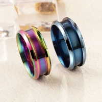 Anneaux en acier inoxydable creux en résine personnalisée pour bijoux DIY, plaqués or/noir/or rose, bijoux de mode pour hommes, bague de bande