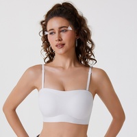 Soutien-gorge invisible à fines bretelles, sans armatures, coupe 3/4, anti-transparence, avec doubles bretelles amovibles, idéal pour l'été