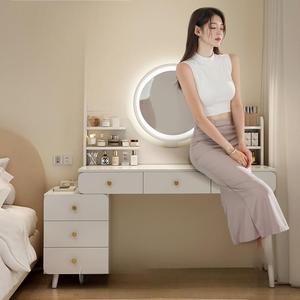 Coiffeuse moderne en bois durable avec tiroirs intégrés et miroir éclairé pour <span class=keywords><strong>chambre</strong></span> principale et appartement - Product Image 6