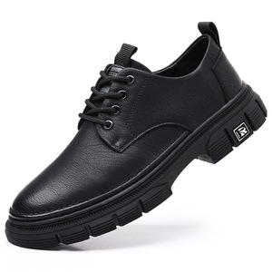 Men's <b>Leather</b> Casual Shoes Brown Lace-Up Low-Top <b>Work</b> <b>Boots</b> For Leisure Wear - Product Image 4