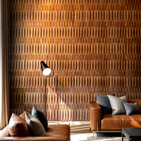 Carreaux de mosaïque en bois de forme géométrique pour mur de réception de bureau, mur d'exposition, mur décoratif intérieur en bois dur naturel écologique