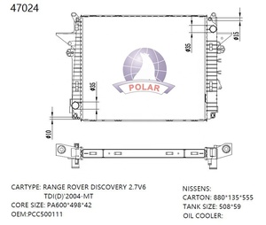 Fabricant professionnel de radiateurs OEM, radiateur en aluminium pour <span class=keywords><strong>Range</strong></span> <span class=keywords><strong>Rover</strong></span> Vogue Evoque, pièces de rechange <span class=keywords><strong>Range</strong></span>, PCC500111 PCC500201 PCC500510 - Product Image 2