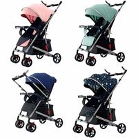 Poussette bébé unisexe de luxe à quatre roues, à une main, avec un design pliable léger en tissu pour bébés de 0 à 3 ans