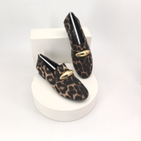 Mocassins décontractés de style britannique pour femmes, chaussures plates à imprimé léopard, semelle souple, design de loisirs