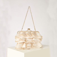 Pochette de soirée unie à volants en forme de nuage, style féerique, avec chaîne, portable, pour femme, mariage et fête