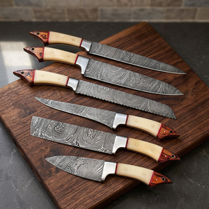 Juego de Cuchillos de Chef Profesionales de Alta Calidad BA Enterprises, 6 Piezas, Hojas de Acero de Damasco de 67 Capas, Borde Dentado, para Diestros - Product Image 5