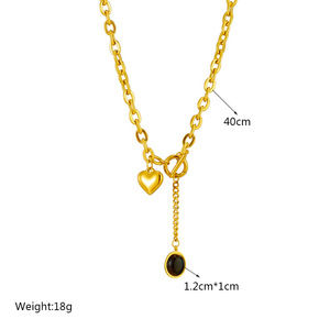 Collana di Alta Qualità con Chiusura OT, Design alla Moda, Placcata in Oro 18k, Ciondolo a Cuore in Acciaio Inossidabile per Donne - Product Image 5