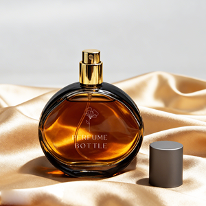 Flacon de parfum vide en verre plat et rond de 30/50/100 ml avec bouchon magnétique lourd gris argenté pour marque de parfum de luxe - Product Image 3