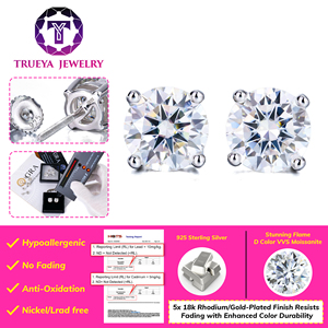 0.1ct-4ct Moissanite Schroef Terug Stud Oorbellen Vvs Mossanite Diamant Trendy Sieraden 925 Sterling Zilver Voor Vrouwen Hiphop - Product Image 3