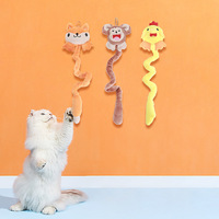 Jouet en peluche interactif pour chat, motif chat de dessin animé, renard, poulet, singe, avec son et texture froissée, pour chats d'intérieur et chatons