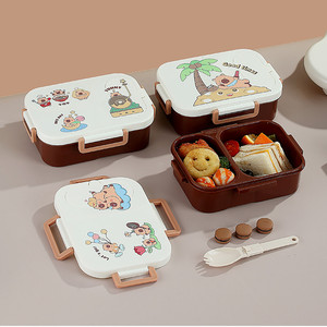 UV Independent a scellé la boîte à lunch en plastique Kapi Family à 3 grilles avec cuillère à soupe pliante en PP 850ml - Product Image 5
