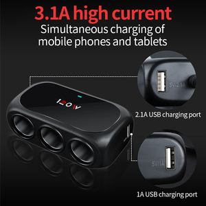 Bộ Chia Công Tắc Bật Tắt Ba Lỗ Cho Xe Hơi Tàu Biển 12V/24V Bộ Chuyển Đổi Bật Lửa Thuốc Lá Cổng Usb Có Dây - Product Image 5