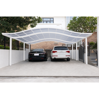 Alüminyum Araba Parkı Çatısı Sabit Açık Hava Otopark Yapısı Kavisli Çatı Modern Stil 2 Araçlık Konut Bahçesi Parkı İçin