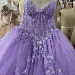 Robes de Quinceañera de Luxe 2026 en Tulle Lilas avec Appliques, Modèle Princesse sans Manches, pour Cérémonie et Carnaval – Vente en Gros et Personnalisation - Product Image 1