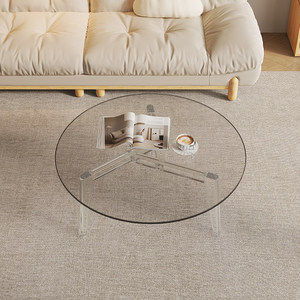 NKAHS Durable Modern Light Luxury <b>Small</b> Round Coffee <b>Table</b> <b>Wood</b> Minimalist Transparent Living Room Apartment & Hotel Designer - Product Image 1