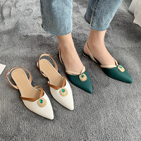 Giày Cao Gót Nữ Dáng Thấp Đính Đá Lấp Lánh, Màu Xanh Lá Cây, Kim Cương Giả Lấp Lánh, Dành Cho Phái Đẹp