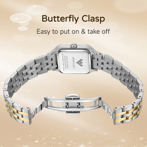 Montre pour femme AMOVAN <span class=keywords><strong>Vintage</strong></span> Gold Fashion Business Antique - Cadran à chiffres arabes rectangulaire Mouvement à <span class=keywords><strong>quartz</strong></span> Bracelet en acier inoxydable - Product Image 5