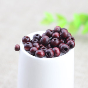 <b>Red</b> Wooden Beads 4 5mm Round Dyed Loose Beads For <b>Bracelet</b> Making DIY Spacer Beads 15g Approximately 280 Pieces - Product Image 2