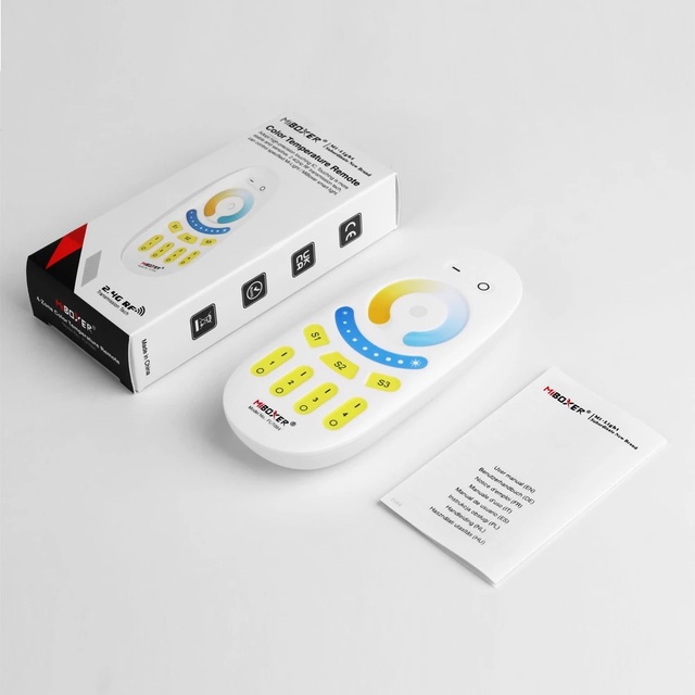 FUT094 4-Zone Color Temperature CCT Dimmer Remote for LED Panel Light Linear Light Wall Mount Handheld Brightness Adjust Remote
