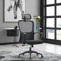 Chaise de bureau moderne de luxe avec appui-tête réglable et confortable en tissu avec chaise pivotante de direction ergonomique en maille