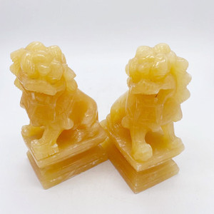 Fengshui pedra de cura natural do cão, amarelo <span class=keywords><strong>jade</strong></span> foo para decoração de casa, atacado, 2022 - Product Image 5