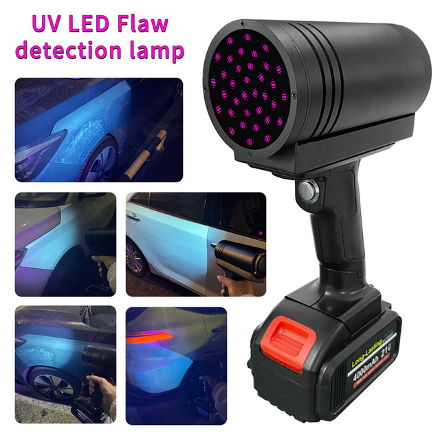 Atomic Ash Putty Car Paint Defect Detection UV Lamp 130W Handheld UV LED Curing Lamp 4000mAh UV Light 365nm Non-destructive test
