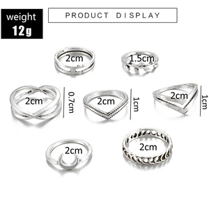女士几何月亮银戒指简约简约朋克时尚波西米亚风关节指环礼品首饰 - Product Image 3