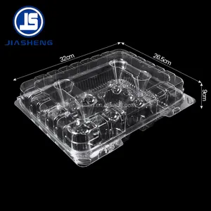 Dongguan Retail food 4 6 12 pieces Clear Plastic PET Cup Cake Box Clamshell
