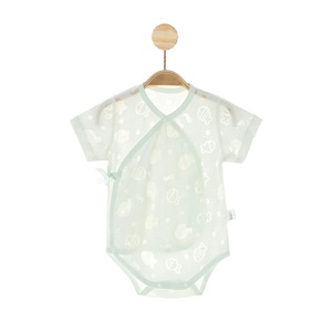 Pelele de bebé de verano, fino y transpirable, de manga corta, mono triangular para recién <span class=keywords><strong>nacido</strong></span>, pijama unisex de una sola pieza con abertura diagonal. - Product Image 6