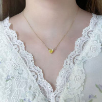 Collier Pendentif Cœur Minimaliste en Diamant Jaune de Laboratoire Réglable en Or Jaune 18K avec Charme Délicat pour Femme