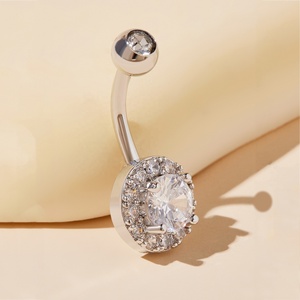 <span class=keywords><strong>Piercing</strong></span> all'<span class=keywords><strong>Ombelico</strong></span> in Acciaio Chirurgico 316L con Zirconi CZ Rotondi, Gioiello per il Corpo Ipoallergenico in <span class=keywords><strong>Argento</strong></span>, Oro e Oro Rosa - Product Image 2