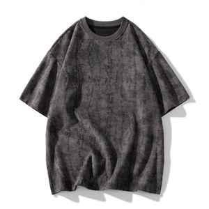 T-shirts à manches courtes unisexe, coupe ample et épaules tombantes, style rétro urbain, avec logo personnalisé, effet vieilli pur et délavé, pour adolescents. - Product Image 2