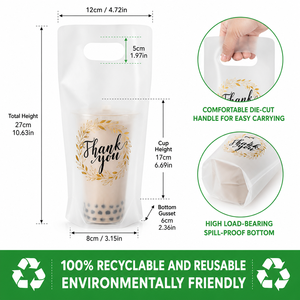 Té de la leche, café, vino, jugo, cerveza, agua mineral, bebidas energéticas Bolsas de entrega portátiles Se puede imprimir el patrón del logotipo Bolsa de agradecimiento - Product Image 2