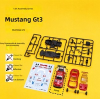 Kit Model Perakitan Mobil Balap GT3 Skala 1:64, Mobil Mainan Koleksi Tanpa Lem dengan Kap Mesin yang Dapat Dibuka, Stiker Water-Slide