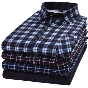 Nueva <span class=keywords><strong>Camisa</strong></span> Casual <span class=keywords><strong>Azul</strong></span> de Moda Estilo Inglés con Cuello Alto Tipo Polo a Cuadros de <span class=keywords><strong>Manga</strong></span> <span class=keywords><strong>Larga</strong></span> para <span class=keywords><strong>Hombre</strong></span> - Product Image 2