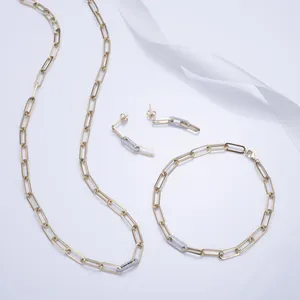 梅西宝石18k真金时尚交叉耳环手镯项链特殊设计实验室种植钻石珠宝套装