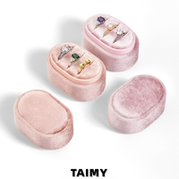 Boîte à bagues ovale portable en velours, élégante boîte de présentation de bijoux, vente en gros, boîte d'emballage de bagues personnalisable avec logo, boîte de rangement multi-emplacements pour bagues