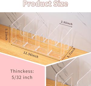 2 paquetes de plástico transparente 13X6X5 pulgadas monedero bolso organizador 4 secciones armario estante divisor soporte de exhibición para estantería Escritorio - Product Image 2