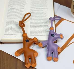 Nuevo Oso de cuero de lujo coche llavero bolsa colgante llavero llaveros accesorios clave diseñador Mini <span class=keywords><strong>Birkin</strong></span> bolsa encantos - Product Image 3