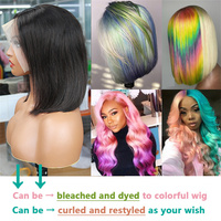 Perruque Lace Closure Wig brésilienne Remy lisse 4x4 HD, cheveux naturels à reflets blonds miel 4/27 colorés pour femmes noires