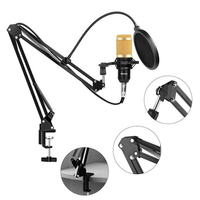 Microphone vocal filaire multicolore économique pour ordinateur, en métal et plastique, avec support de bureau pour l'enregistrement sonore
