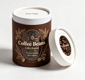Custom Kraft Paper Tube With Clear Lid For <b>Coffee</b> Beans Recyclable Packaging Gold Foil <b>Printing</b> - Product Image 1