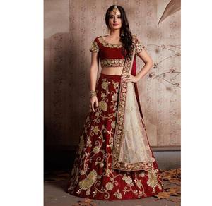 Bollywood Style Lourd Designer Satin Tissu Non Cousu Lehenga Choli Prix Le Plus Bas Multi Couleur Traditionnel Porter Rich Look Vêtement - Product Image 1