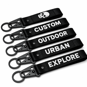 พวงกุญแจผ้าป้ายแท็กโรงงานที่ได้รับการรับรอง ป้ายปักโลโก้แบบกำหนดเองสองด้าน พวงกุญแจแบบสายคล้องคอ จำนวนมาก - Product Image 3